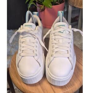 Puma Mayze White/Pink Platform Sneakers with Chunky Sole Size 6